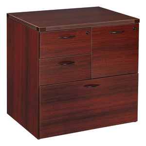 OSP Home Furnishings Napa Multifile Pedestal Mobile Filing Cabinet for Office or Home Desk Storage Mahogany NAP-69-MAH