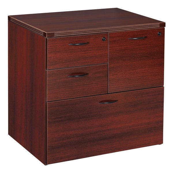 OSP Home Furnishings Napa Multifile Pedestal Mobile Filing Cabinet for Office or Home Desk Storage Mahogany NAP-69-MAH