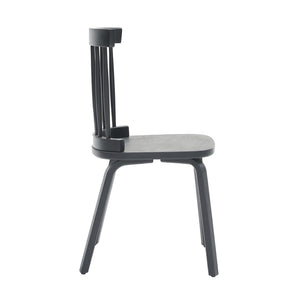 English Elm Windsor Dining Chairs Set Of 4, Ergonomic Spindle Back, Black Wood For Farmhouse & Modern Décor W2069P293308-GIGA