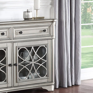 English Elm Traditional Elegant Server with Spacious Drawers and Cabinet Storage for Dining Room Organization and Style Silver 59 L x 44 W x 27 H B011P395602