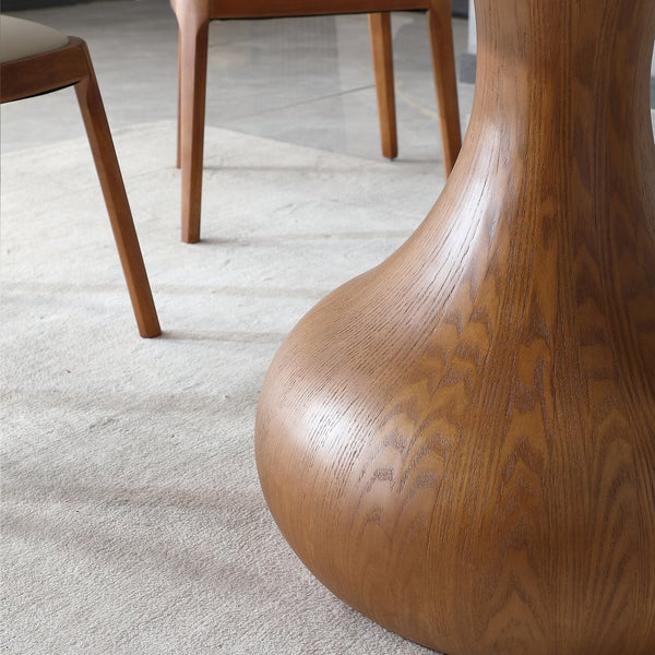 English Elm Modern Marble Dining Table with 59" Sintered Stone Top, 360° Lazy Susan, Durable Stain-Resistant Finish Walnut,White W2699S00006