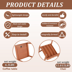 English Elm 2-Piece Pp Single-Seater Chairs & Coffee Table Set – Stylish Indoor/Outdoor Furniture, Easy Setup! W3450P323335