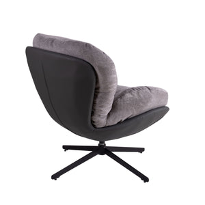English Elm Christopher Knight Home® - 360° Swivel Office Chair Chenille and Faux Leather Accent with Metal Base, Ergonomic Plush Seating for Home and Office Black,Light Gray N817P205024G