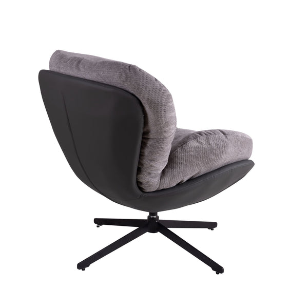 English Elm Christopher Knight Home® - 360° Swivel Office Chair Chenille and Faux Leather Accent with Metal Base, Ergonomic Plush Seating for Home and Office Black,Light Gray N817P205024G