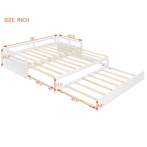 English Elm Extending Twin Daybed with Pull Out Trundle Solid Pine Wood Frame Guest Room N708P336535K