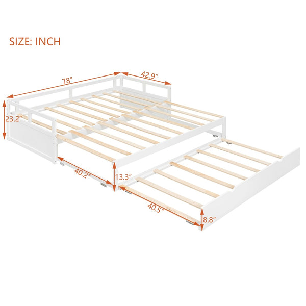 English Elm Extending Twin Daybed with Pull Out Trundle Solid Pine Wood Frame Guest Room N708P336535K