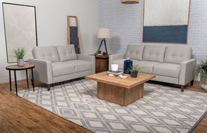 English Elm Harvey Tufted Fabric Sofa Set with Tapered Legs for Mid-century Living Rooms B062S01423