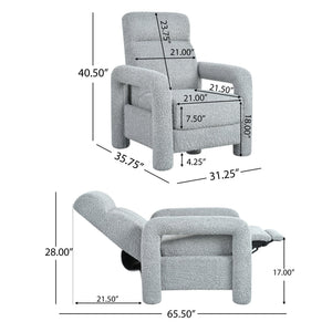 English Elm Christopher Knight Home® - 31.25" Push Back Recliner Plush Teddy Fleece Upholstered Armchair with Foam & Pocket Springs Comfort 90–120–150° Adjustments LIGHT GREY N763P212864R