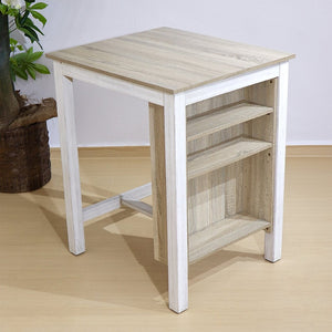English Elm 3 Piece Counter Height Dining Set with Shelving Cushioned Stools Modern Farmhouse Kitchen Ameican White Oak,Ancient White W2537P369837