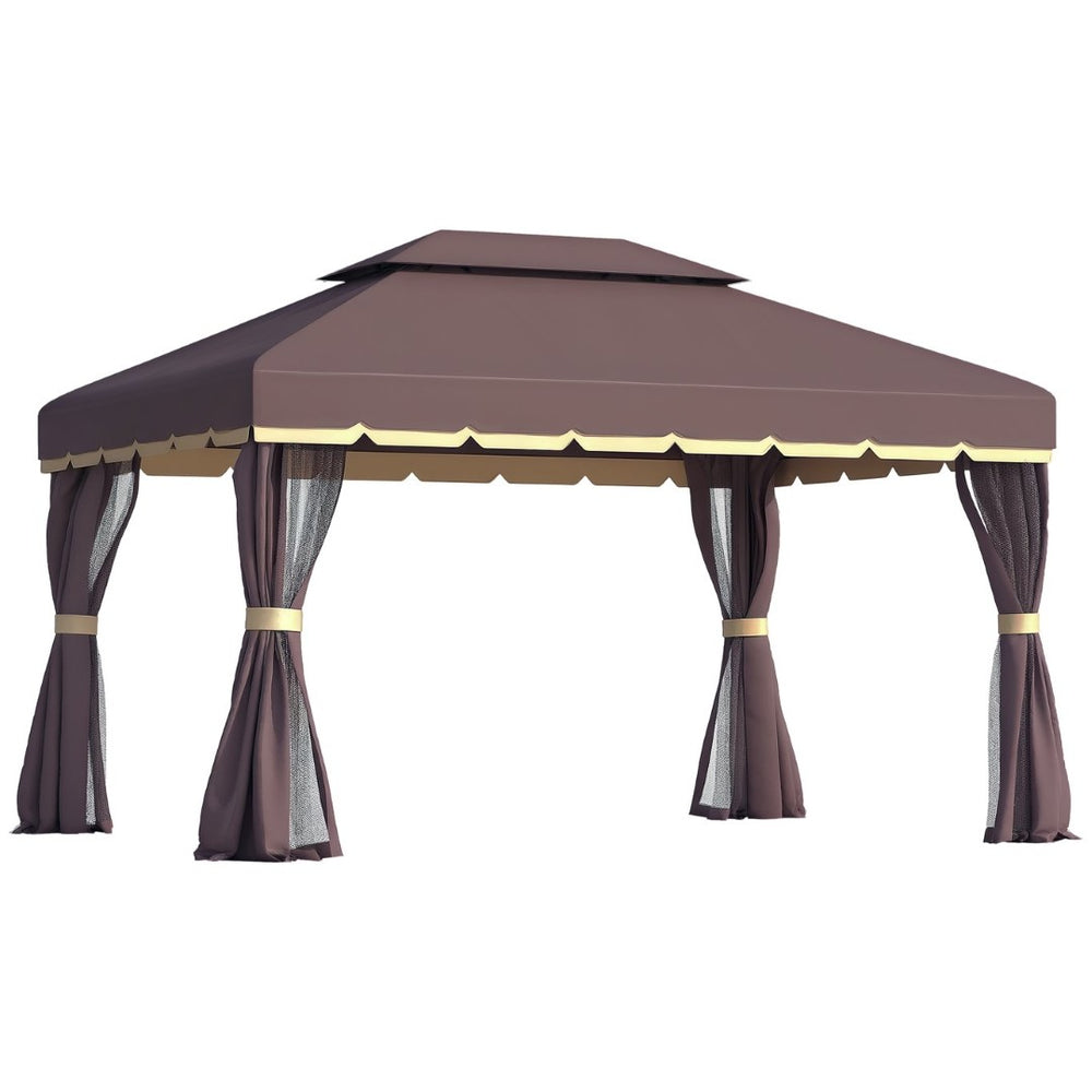 English Elm Pop up Hexagonal Gazebo with Mesh Sidewalls Powder Coated Steel Frame Outdoor Canopy T3971P384310