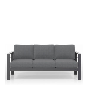 English Elm 3-piece Outdoor Aluminum Conversation Set with Deep Cushions and Wpc Coffee Table Dark Grey B082S00091