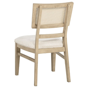 English Elm Beige Oak Coastal Dining Set with Cane Back Chairs and Extension Leaf Seats Six B062S01837