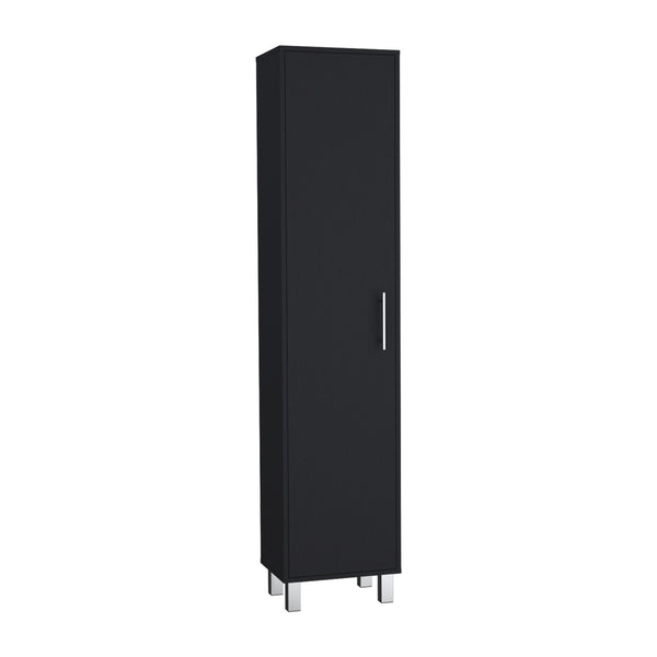 English Elm Laska 70" Tall Storage Cabinet Broom Closet in Black with Broom Hanger and Five Adjustable Shelves B070P210745