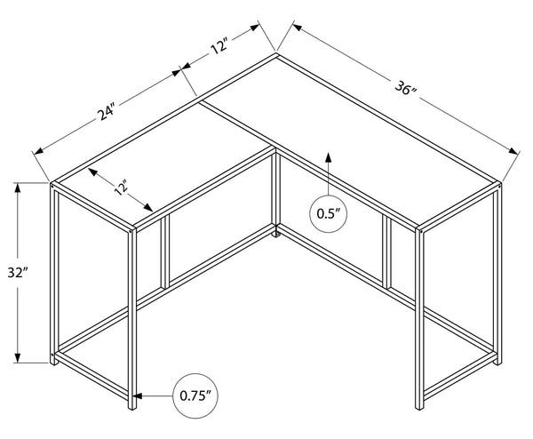 English Elm Accent Table - Modern L-Shaped Corner Console For Entryway, Living Room, Bedroom - Black Metal Finish B2710P218963