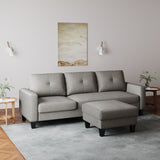 English Elm Living Room Furniture With Polyestr Fabric L Shape Couch Corner Sofa For Small Space Grey