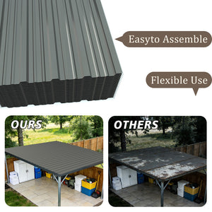 English Elm 10 Galvanized Steel Corrugated Roof Panels Weatherproof Pergola Shed Patio Cover W3213P431207