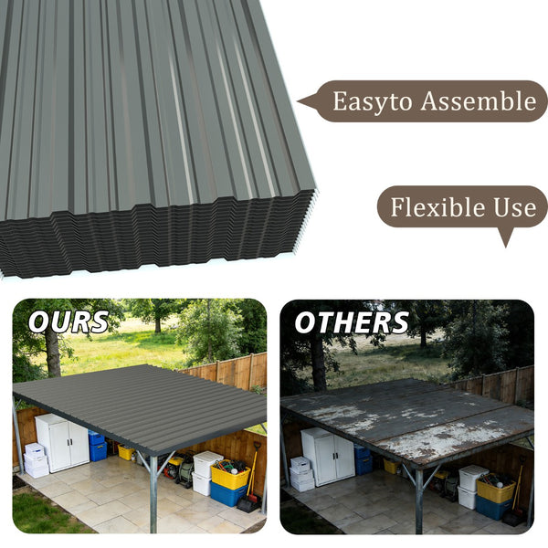 English Elm 10 Galvanized Steel Corrugated Roof Panels Weatherproof Pergola Shed Patio Cover W3213P431207