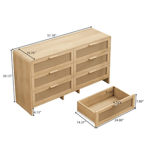 English Elm 51.18'' Arc Shaped Corner Cabinet with 6 Drawers — Space-Saving Storage Console for Living Room Bedroom Kitchen Natural W757P242780
