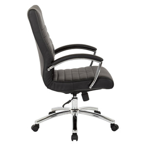 OSP Home Furnishings Executive Mid-back Office Chair with Faux Leather Upholstery and Lumbar Support Black FL92017C-U6