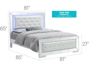English Elm Contemporary Full Bed with Silver Champagne Finish, Sturdy Particle Board Frame, Fits Standard Full Mattress White 84 L x 4 W x 10 H B078S00467