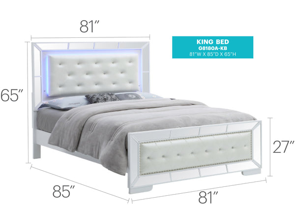 English Elm Contemporary Full Bed with Silver Champagne Finish, Sturdy Particle Board Frame, Fits Standard Full Mattress White 84 L x 4 W x 10 H B078S00467