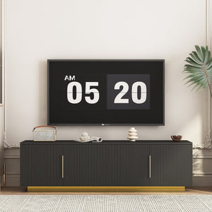 English Elm Tv Stand 68 Inch Modern Entertainment Center with 16 Color Led Ambient Lighting W1321P452903