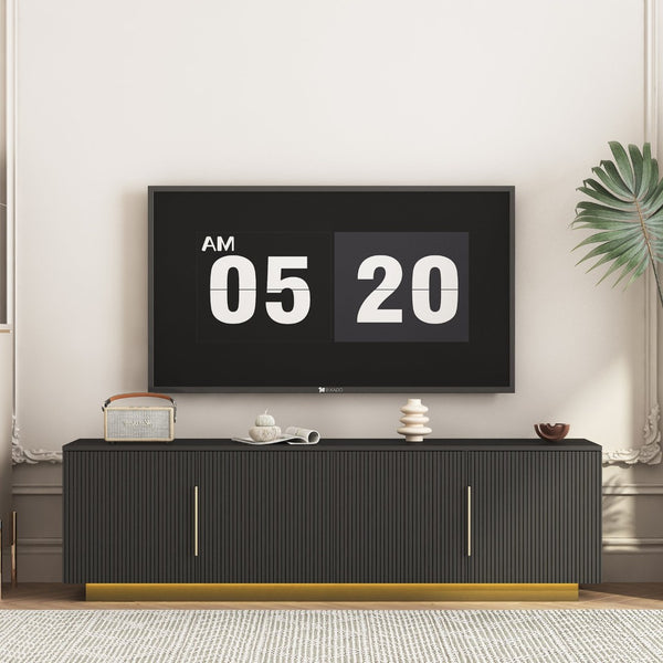 English Elm Tv Stand 68 Inch Modern Entertainment Center with 16 Color Led Ambient Lighting W1321P452903