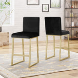 Christopher Knight Home® - Noble House - Toucanet Modern Velvet Barstools, Black and Brass - Set of 2