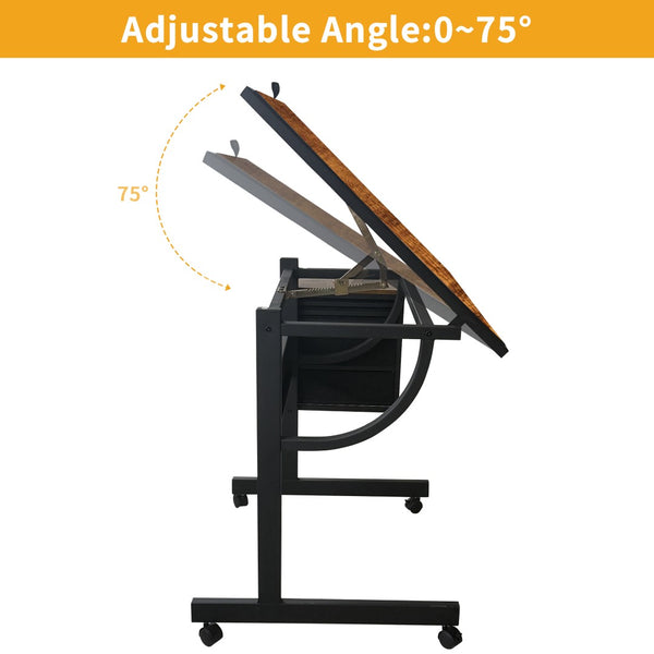 English Elm 1500 Piece Puzzle Table with Tilting Metal Frame Four Felt Trays and Rolling Caster Base W347P464234