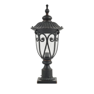 English Elm 24"(H) Vintage Black Outdoor Post Lantern with Bubble Glass, Rust-Resistant Aluminum, E26 Compatible Lighting Elegance for Pathway Patio Garden (Bulb Not Included) W1340P239409