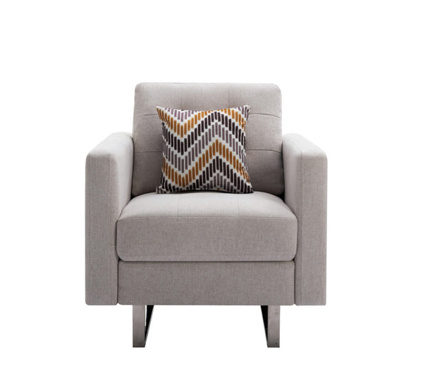 English Elm Vittoria Tufted Linen Accent Chair with Pocket Coil Support and Built-in Side Storage B2749P413355