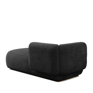 English Elm Upholstered Boucle Chaise Lounge with Wooden Legs for Bedroom or Living Room W5515P437363