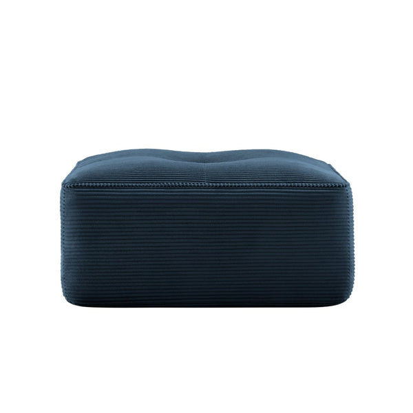 English Elm Ottoman Corduroy Upholstered Modular Accent Piece with High Resilience Foam and Curved Arms Blue W714P364697