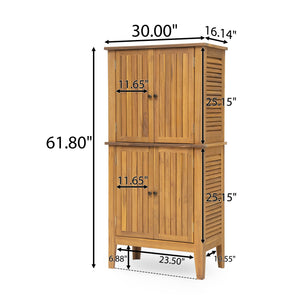 English Elm Christopher Knight Home® - Kedzie Teak Acacia Wood Cabinet with Slatted Coastal Farmhouse Design, Weather‑Resistant Storage (44.5") N775P251936T