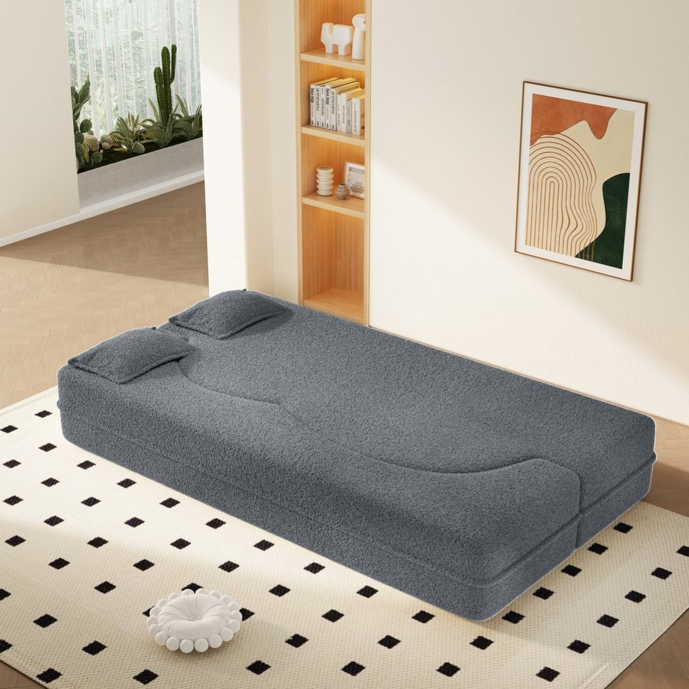 English Elm Modern Corduroy Floor Sofa Foldable Twin Sleeper Foam Filled for Compact Living Spaces Dark Grey W1885P435357
