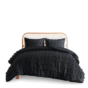 English Elm 3 Piece Jacquard Duvet Cover Set Pompom Texture Brushed Reverse Bedroom Bedding B035P319882