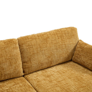 English Elm Modern chenille 2-seater sofa with LED lighting, USB charging, storage pocket, sturdy wood legs Mustard yellow W395P318542