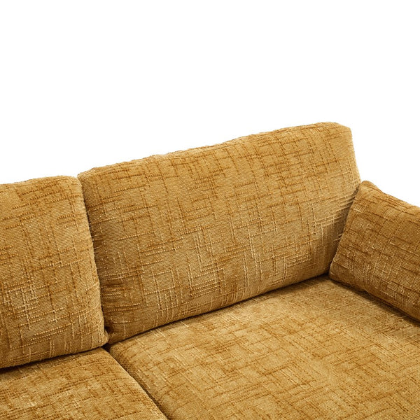 English Elm Modern chenille 2-seater sofa with LED lighting, USB charging, storage pocket, sturdy wood legs Mustard yellow W395P318542