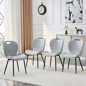 English Elm Set of 4 Olive Fabric Dining Chairs Ergonomic Cushion Black Steel Frame Modern Black,Light Gray W1151P454884