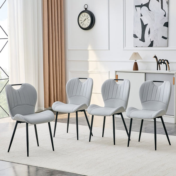 English Elm Set of 4 Olive Fabric Dining Chairs Ergonomic Cushion Black Steel Frame Modern Black,Light Gray W1151P454884