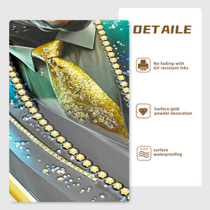 English Elm Executive Blue Buffalo Canvas Wall Art - Dapper Green Portrait in Tailored Suit, Premium Gallery Wrap for Office, Home, Study Decor W3374P322228