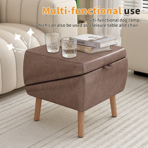 English Elm Dog Pet Stairs Solid Wood Foldable Ramp with Ottoman Style for Couch or Bed Brown W2641P440163