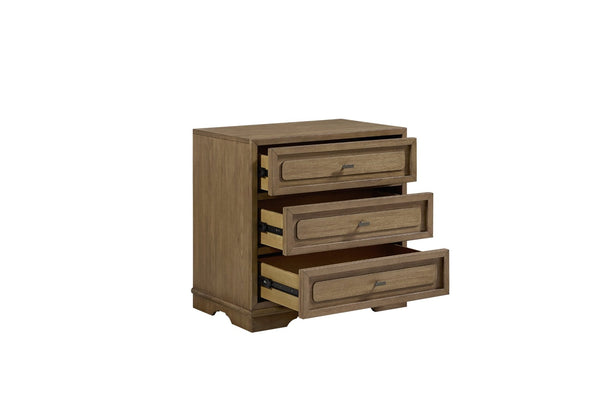 English Elm 3-drawer Nightstand with Cedar Lining Usb Port and Felt Top Drawer Bedroom Storage B2699P439935
