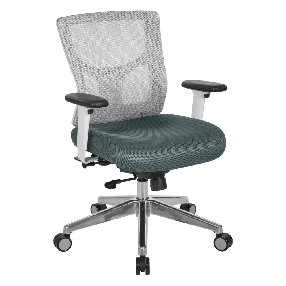 OSP Home Furnishings Progrid® Breathable Mesh Mid Back Office Chair with Lumbar Support and Aluminum Base 95673-2M