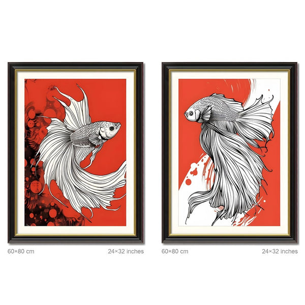 English Elm Set Of 2 Betta Fish Canvas Wall Art – Vibrant Modern Decor With Solid Wood Frames For Home Elegance T3976P383239-GIGA