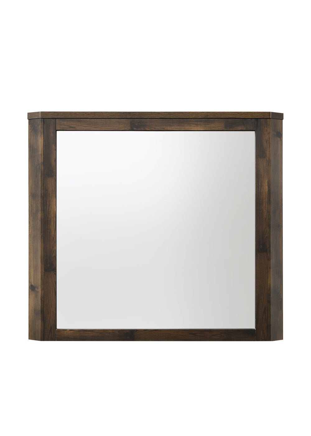 English Elm Elettra Rustic Walnut Finish Mirror with 34x34 Inch Sleek 3mm Glass, Wood Frame, Stable Mounting and Warm Contemporary Style B2726P261231