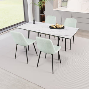 English Elm 47"-63" Extendable Mdf Dining Table & Light Green Chair Set For 2-6 People - Modern & Chic Design W2189S00617