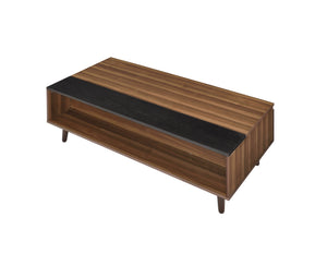 English Elm Avala Walnut & Black Lift-Top Coffee Table with 4 Compartments, Durable Melamine Top, Modern Legs B2726P251272