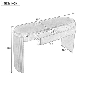 English Elm TREXM Entryway Table with Natural Oak Veneer, Fluted Legs, Oval Top and Two Drawers for Hallway Decor Espresso N715P288632P