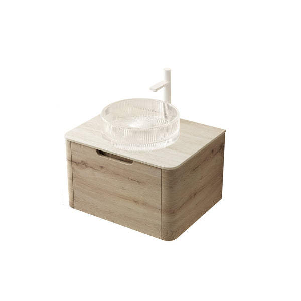 English Elm XAI 24" Wall Mounted Cabinet 7070 Light Woodgrain – One Drawer, Hot-Bend Curved Design, Soft-Close Quiet W2615P330824